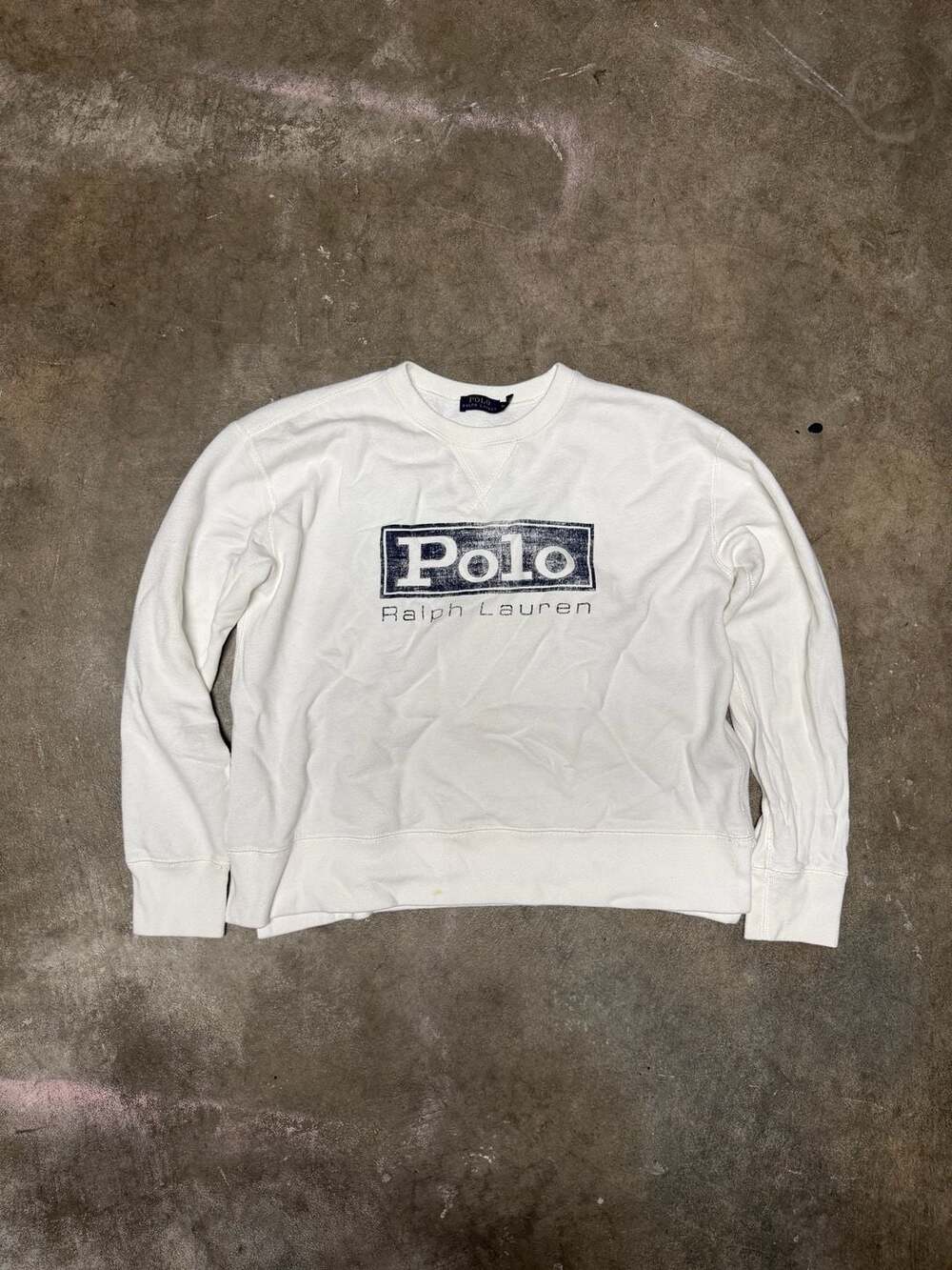 Polo Ralph Lauren Fleece Sweatshirt Size M White Logo
